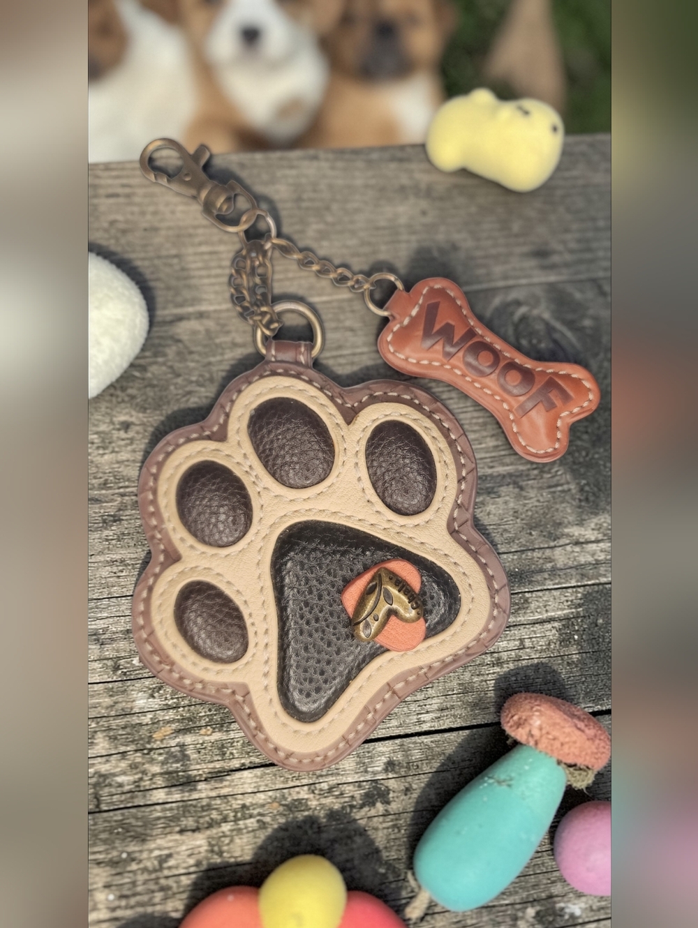 Chala Paw Print Key Fob Coin Purse/ Keychain Charm - Brown & Tan NWOT